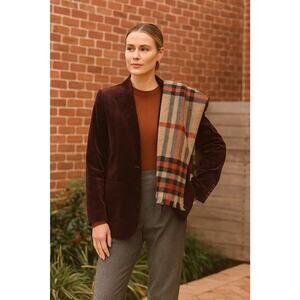 Talbots Blazer Corduroy 2 Button‎ Size 14W Plum Purple Classic Preppy Career